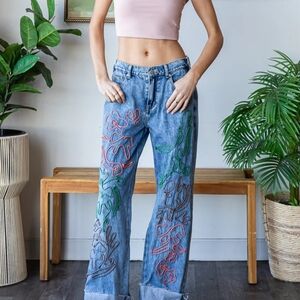 Embroidered Blue Jeans